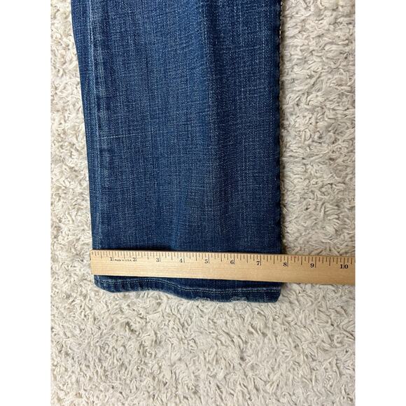 Vtg Express Boot Leg Jeans Womens 4 Long Blue Denim Low Rise Y2K 90s Retro - Picture 2 of 16